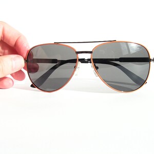 Retro aviator sunglasses Pilot black orange glasses Men stylish sunglasses dark lenses Metal frame sunglasses Oversize sunglasses