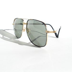 Men sunglasses green lenses POLAROID Retro aviator sunglasses 1980s Vintage pilot glasses Metal frame sunglasses Oversize sunglasses image 2