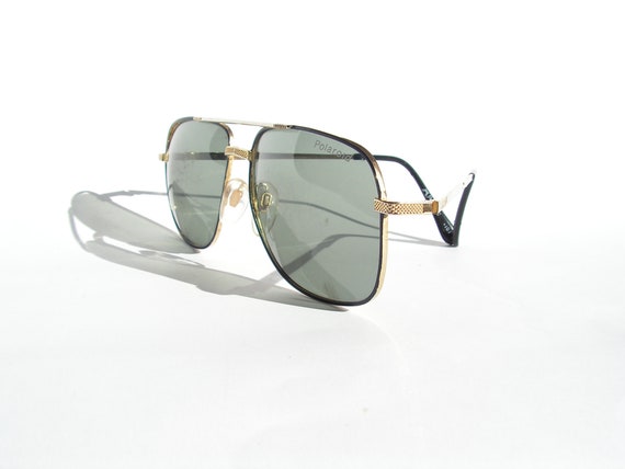 Men sunglasses green lenses POLAROID Retro aviato… - image 2