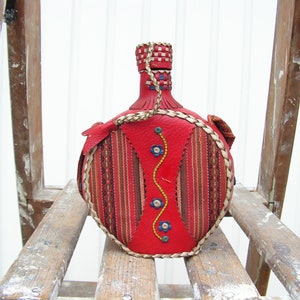 Vintage Flasche Stoff Vinyl Wein Kunst Flasche Stoff Griff Flasche Demijohn braun Glas einzigartige Volkskunst Flasche rustikale Wohnkultur