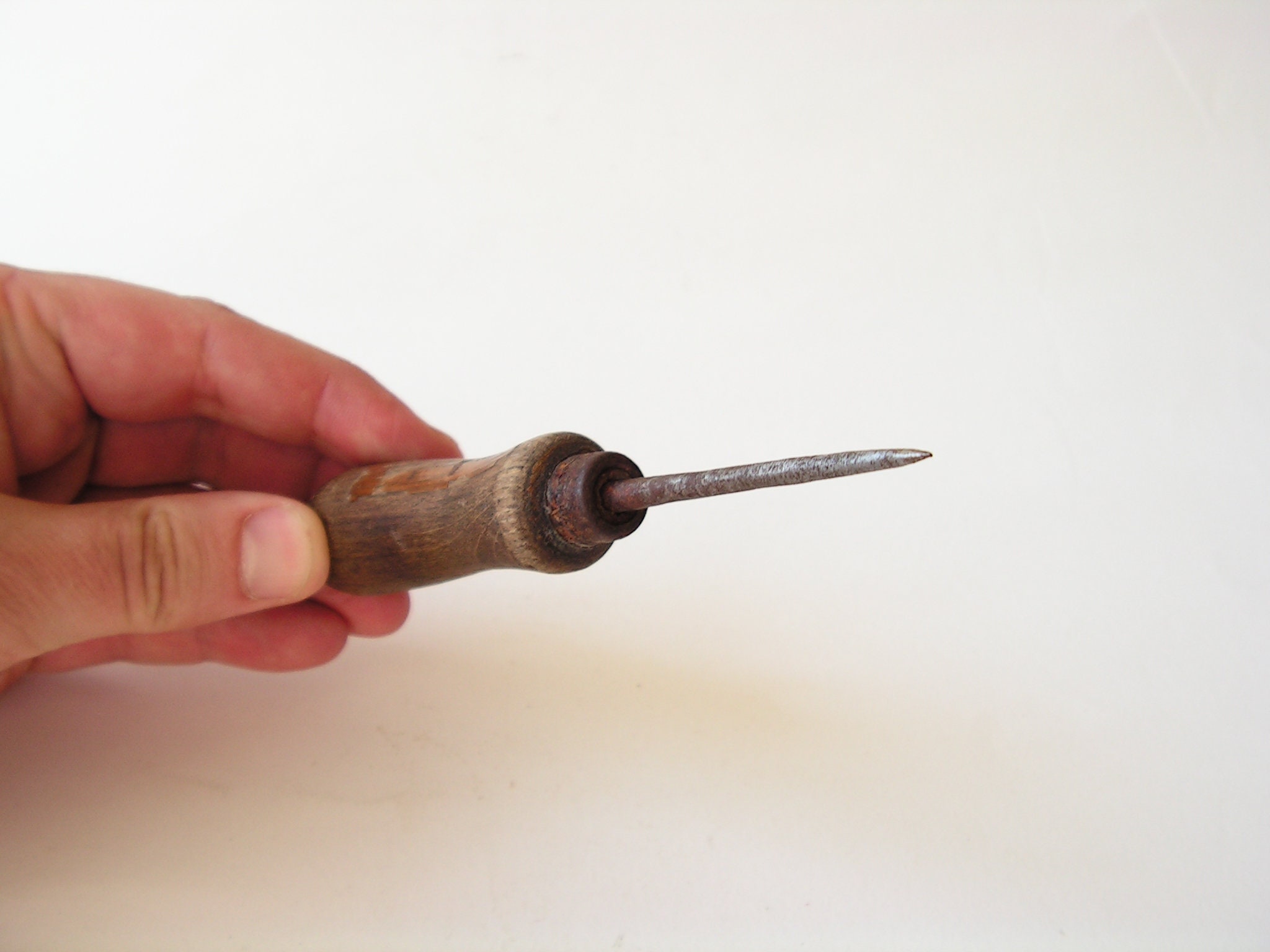 Vintage wooden handled awl 30s Sewing awl Primitive tool Awl Etsy