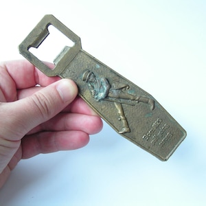 Vintage Brass Johnnie Walker Bottle Opener, Bar Tool Accessory image 1