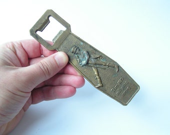 Vintage Brass Johnnie Walker Bottle Opener, Bar Tool Accessory