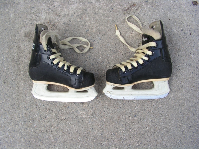 Vintage ice skates RAPIDE, Children Ice shoes, Canada black skates, CCM Hockey ice skates, Old ice skates, Winter sport decor image 6