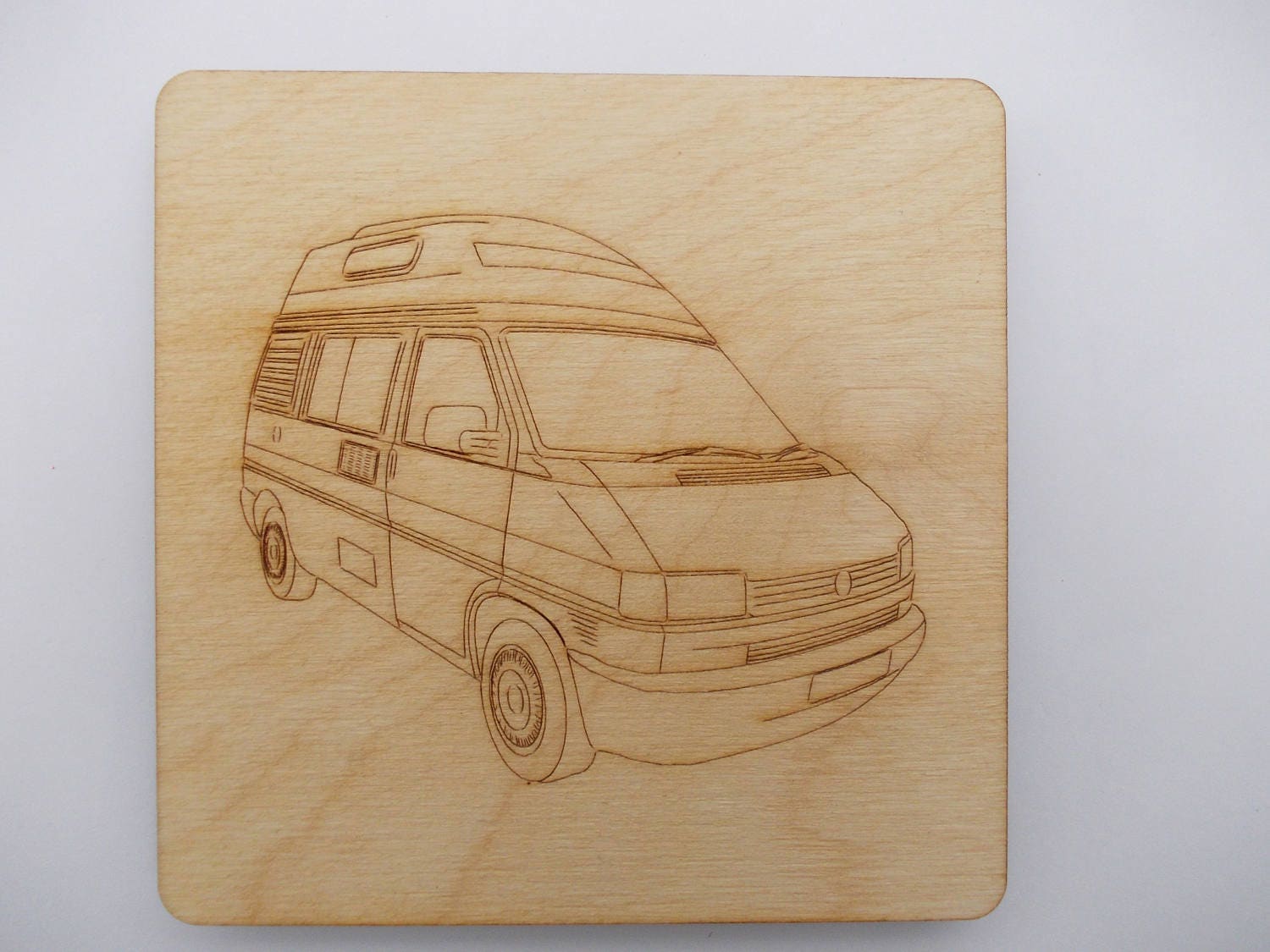 T4 High Top Camper Coaster Etched Wood 