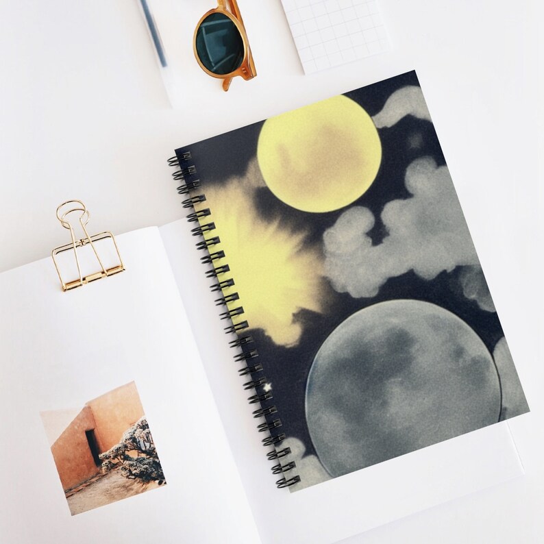 Spiral Notebook | Lined With Interior Pocket | Celestial Sun and Moon ...