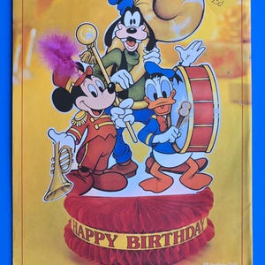 Disney Hallmark Honeycomb Centerpiece Birthday Parade Mickey Donald Goofy Vtg NOS 13&quot; Table Decor