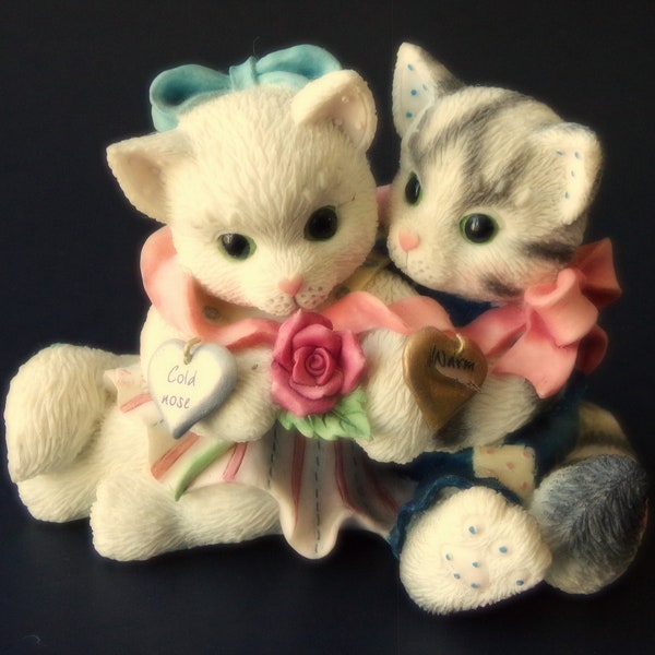 Enesco Calico Kittens Figurine Tabby Tiger Cats Cold Nose Warm Heart 1997 CUTE!!