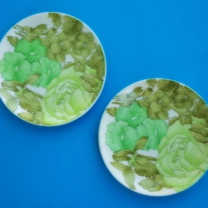 Ernestine Salerno Salad Lunch Plates 8&quot; Signed Italy Floral Cabbage Pattern 885V