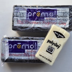 Premo Sculpey Polymer Clay (2) 1LB (454g) Blocks Black (1 Open) (1) 3oz Van Aken