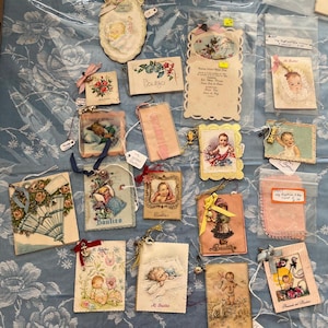 Cartes de baptême en papier antiques, Espagne, Amérique du Sud, vintage, esprit religieux, médaille, charme, ruban, chambre de bébé, douches de bébé, cadre, copie, cadeau épherma