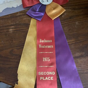 As is  Vintage purple blue first prize Paris winx horse ribbon prize altered arts Lancaster pa show award free shipping western decor
