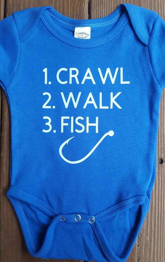 crawl walk fish onesie