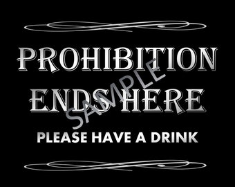 Murder Mystery Party Prohibition Sign