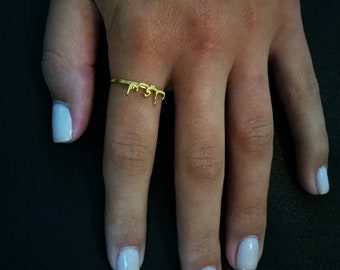 Arabic name ring 18k gold plated, handwriting Arabic Font, custom Islam Name Ring