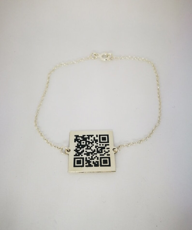 QR code Bracelet 925 Sterling Silver Custom Personalized Etsy