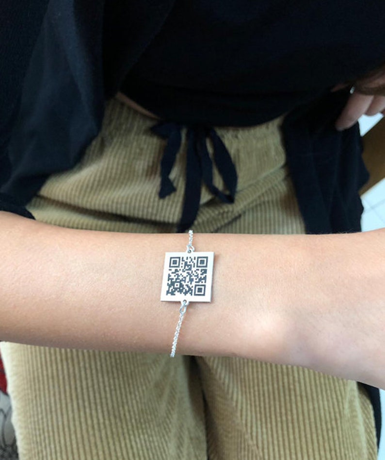 QR code Bracelet 925 Sterling Silver Custom Personalized Etsy