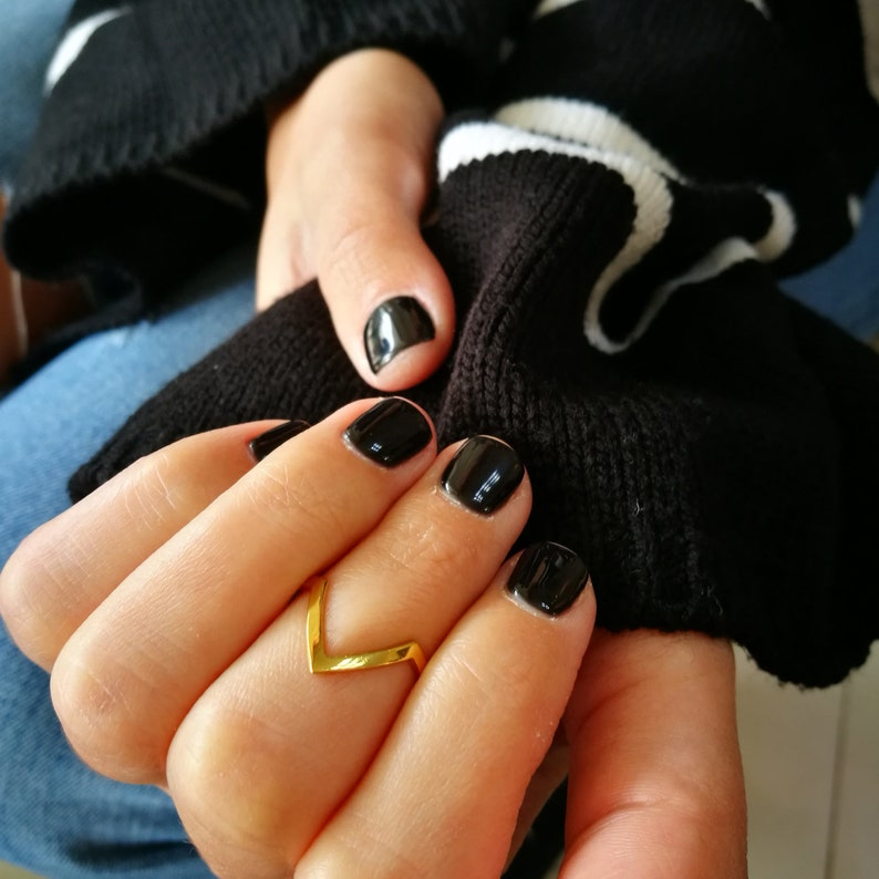 18k gold plated V shape ring