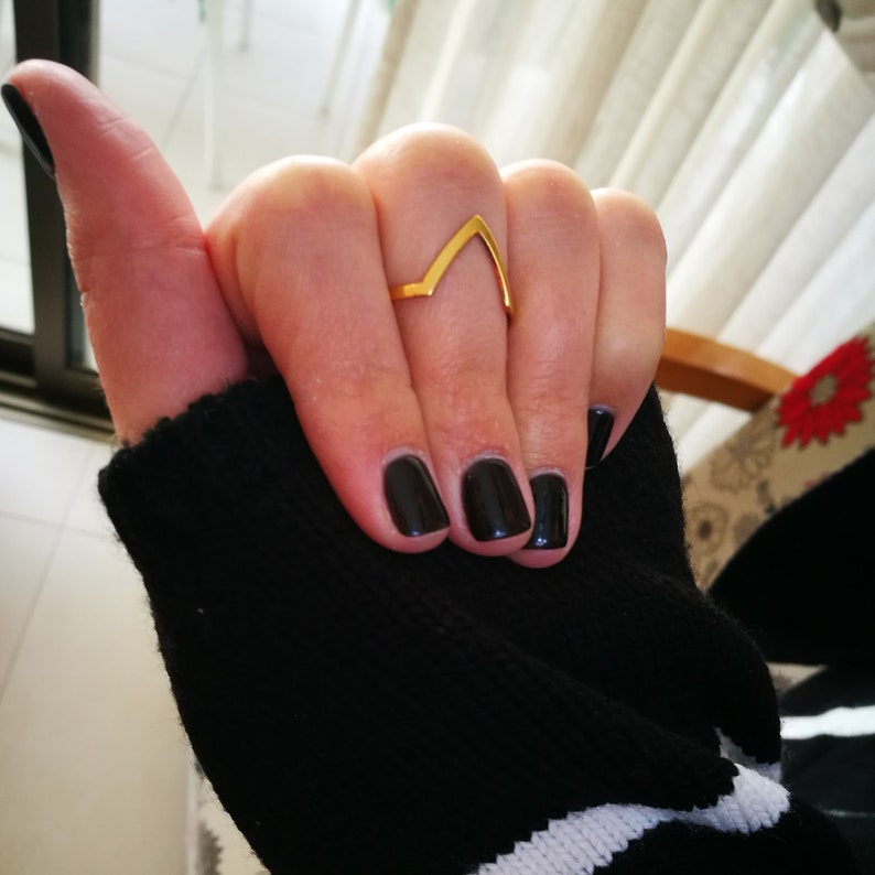 18k gold plated V shape ring