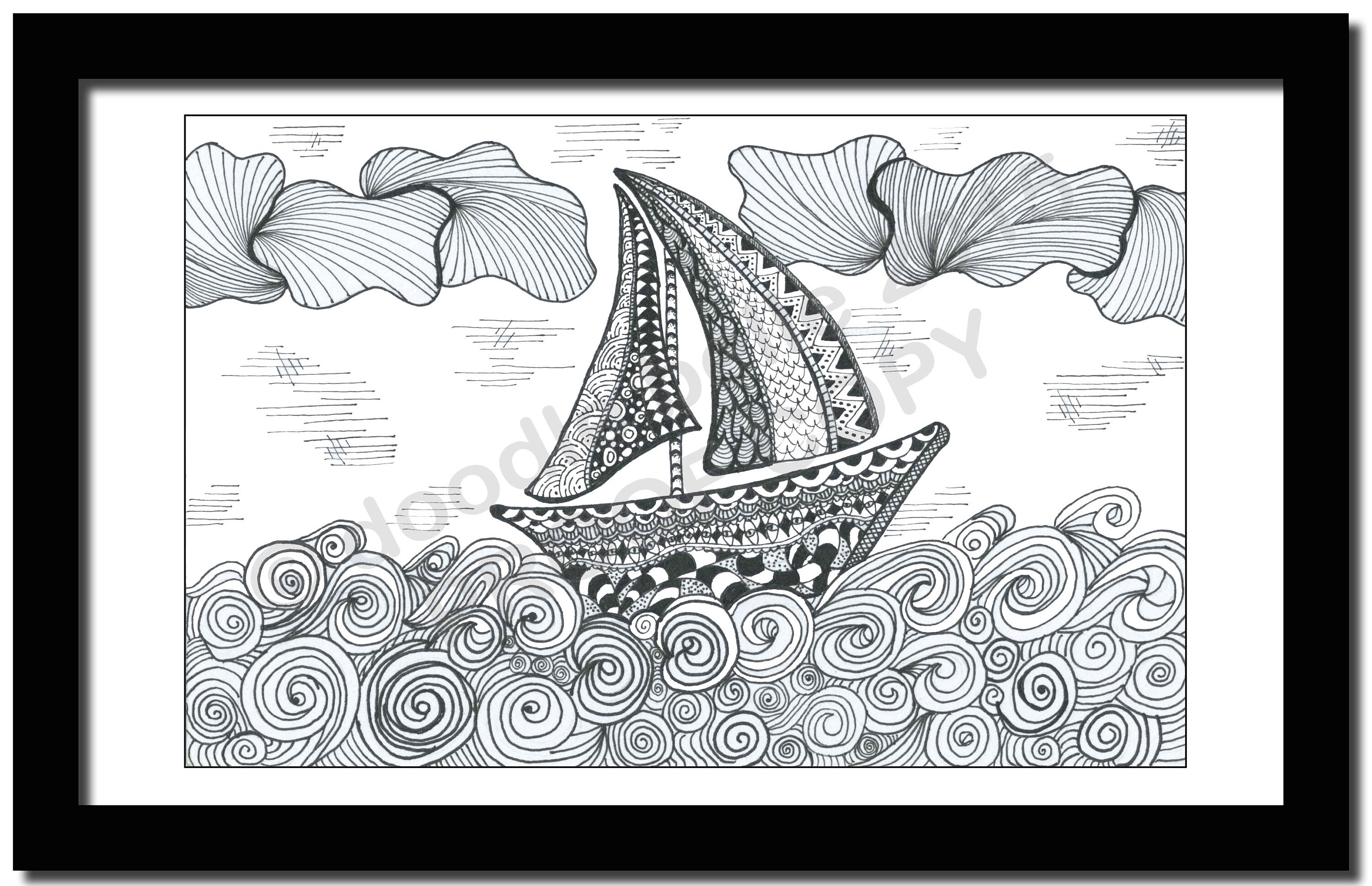 Doodle Art, Original Artwork, sailing Etsy