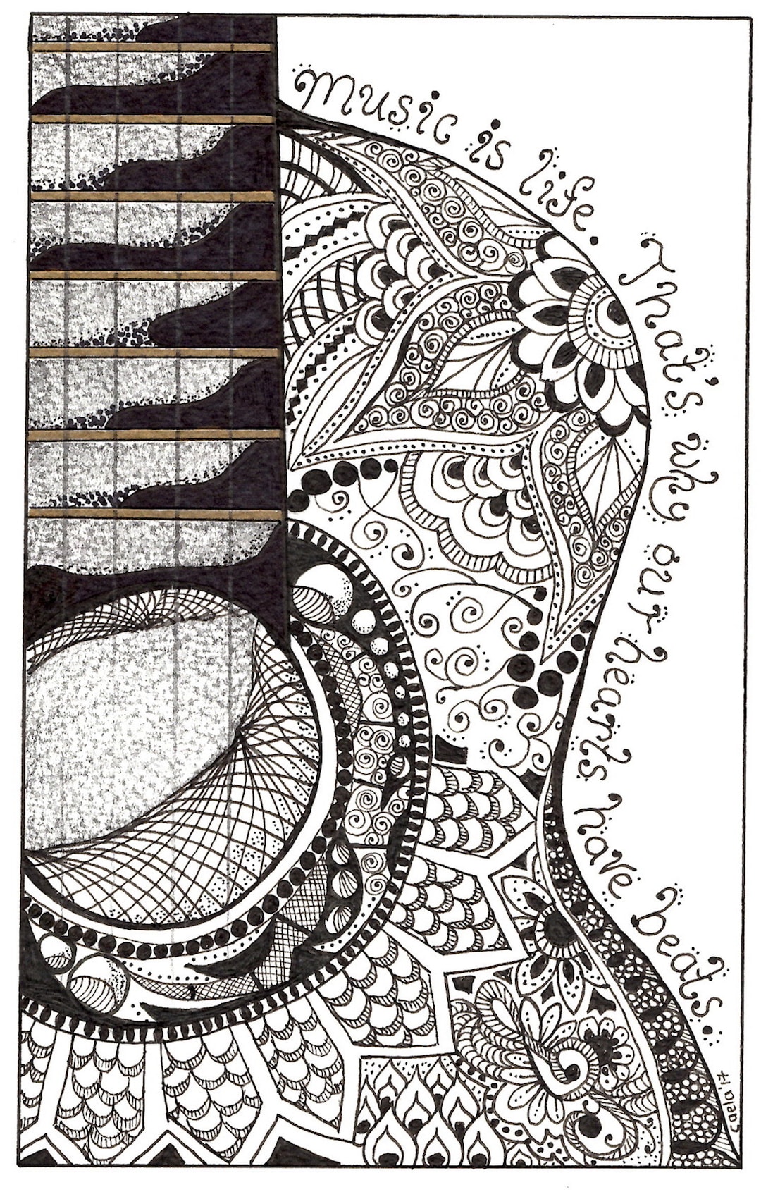 Doodle Art, guitar Downloadable Art Etsy
