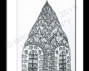 Doodle Art, Digital Print, "Chrysler Building"