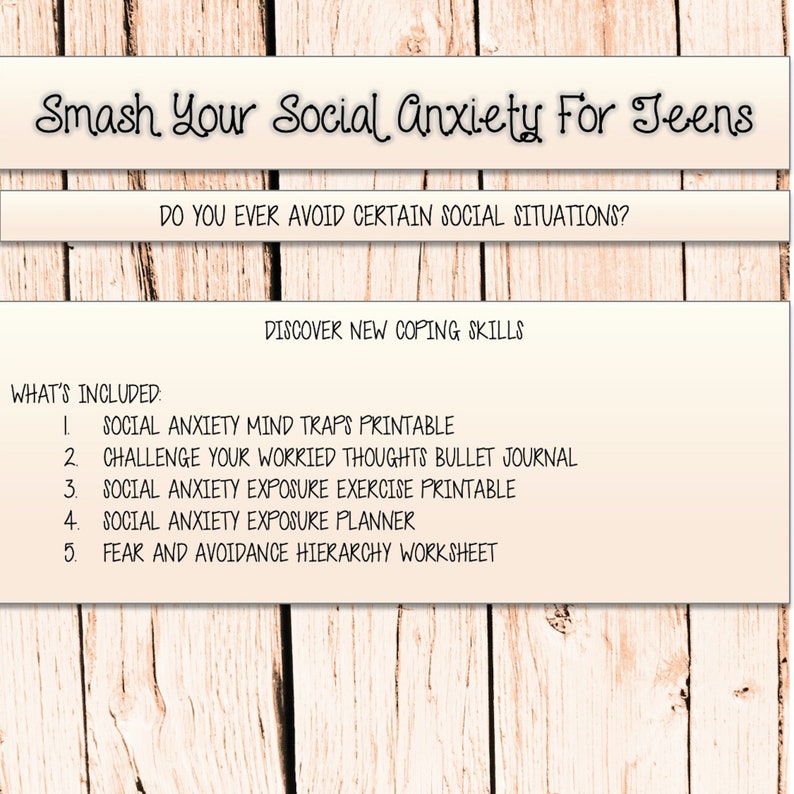 Smash Your Social Anxiety Coping Skills for Teens (Download Now) - Etsy