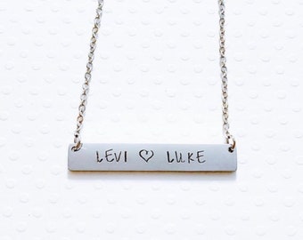 Personalized Silver Bar Necklace