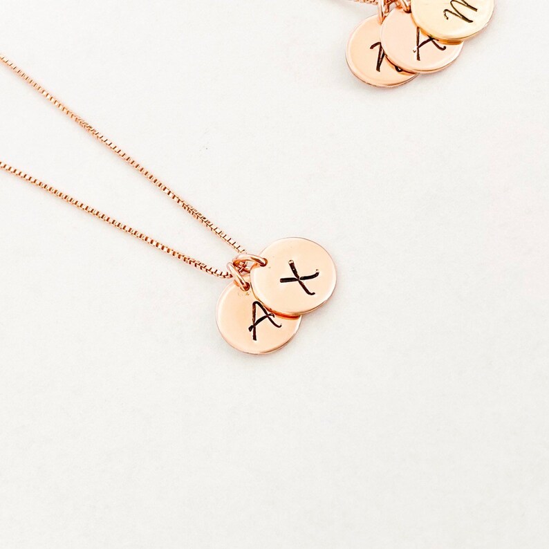 Two disc Personalized Initial necklace two initial discs initial necklace initial pendant initial pendant necklace