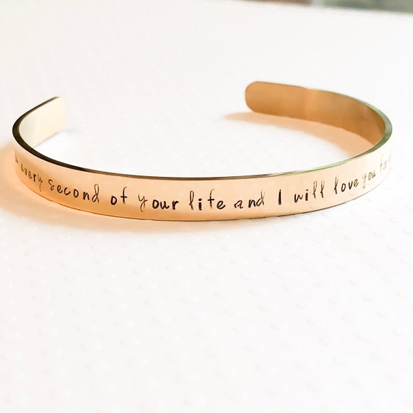 I carried you GOLD quote bracelet / i carried you every second of your life and will love you for every second of mine/ quote cuff
