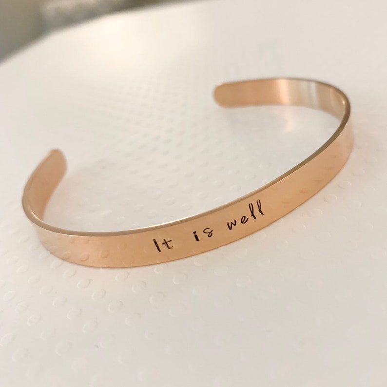 IT IS WELL Silvergoldrose gold It is well quote cuff it is well braceletIt is well