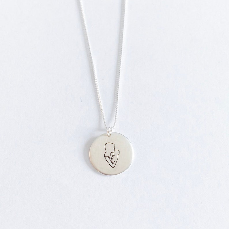Mama and baby silhouette pendant /sterling silver/rose gold filled/gold filled mama necklace image 2