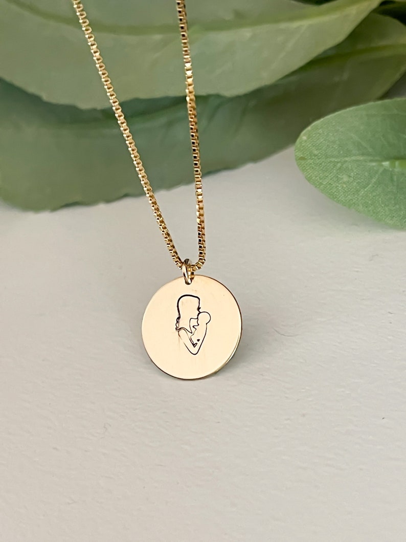 Mama and baby silhouette pendant /sterling silver/rose gold filled/gold filled mama necklace image 1