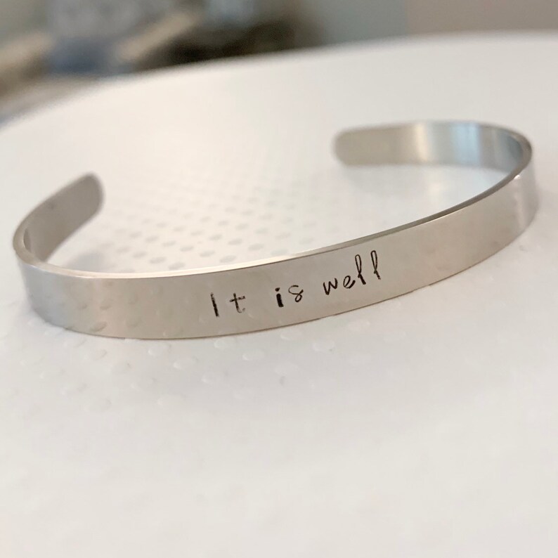 IT IS WELL Silvergoldrose gold It is well quote cuff it is well braceletIt is well