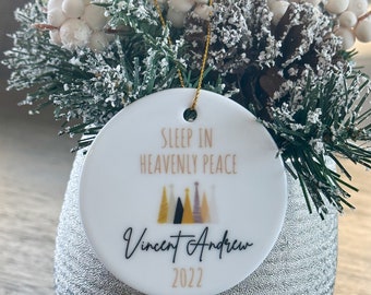 Sleep in Heavenly Peace Personalized Christmas ornament /memorial Christmas ornament