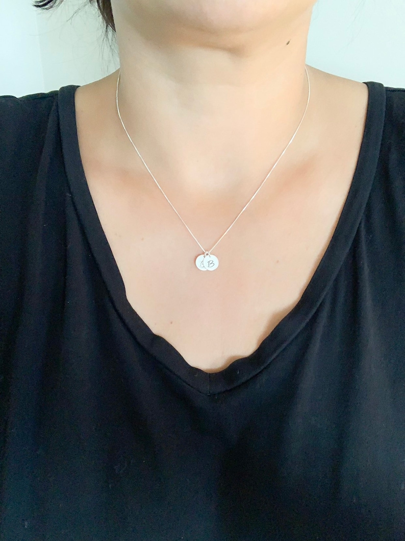 Two disc Personalized Initial necklace two initial discs initial necklace initial pendant initial pendant necklace