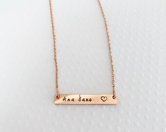 Personalized Rose Gold Bar Necklace