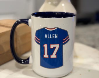 Josh Allen Jersey Mug- 15 oz Coffee Cup, Buffalo