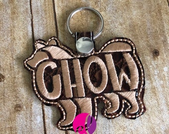 Embroidered Chow Chow Keychain or Keyfob Gift