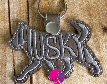 Husky Embroidered Keychain or Keyfob Gift