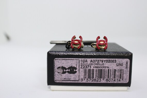 Chanel Red Enamel CC clip on earrings