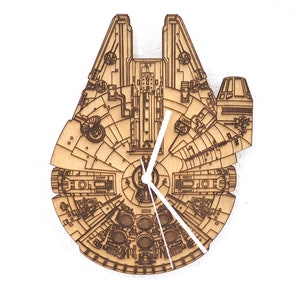 Star Wars Wall Clock Millennium Falcon unique personalized custom wooden gift for home decor him her handmade house warming collectible