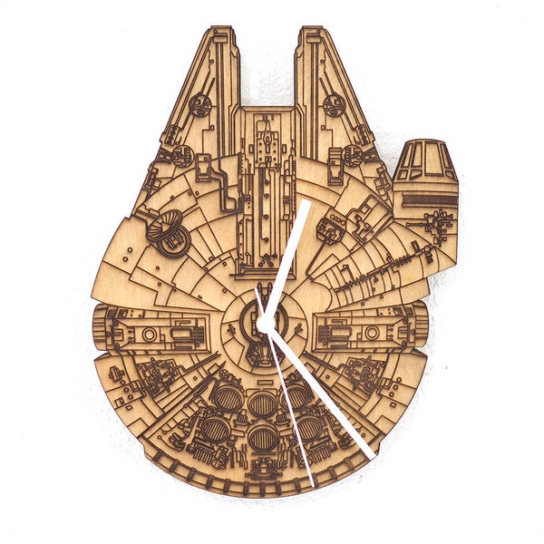Star Wars Wall Clock Millennium Falcon unique personalized custom wooden gift for home decor him her handmade house warming collectible