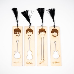 The Beatles Set Personalized Bookmark  Book Reading Wooden Accessory Custom Hand Crafted Gift For Him Her Unique Collectible