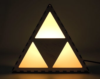 Custom The Legend of Zelda Tri-Force Wooden Color Changing Decoration Lamp Personalized Handmade Unique Made in USA by Quetzal Studio