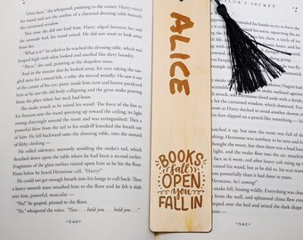 Personalized Wooden Bookmark: Engraved Name, Tassel, Fall Gift
