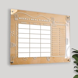 Customizable Wood and Acrylic Calendar - Clear Dry Erase Planner for Simplified Scheduling and Organization -  Cactus Design