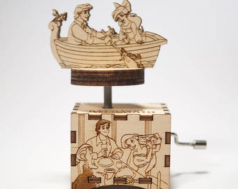 Personalized Little Mermaid Music Box: Birch Wood, Ariel & Eric