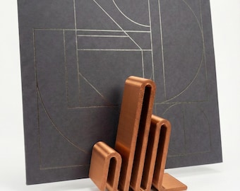 Retro Vinyl Record Stand, Silk Bronze Metallic (3D Printed Album Holder)