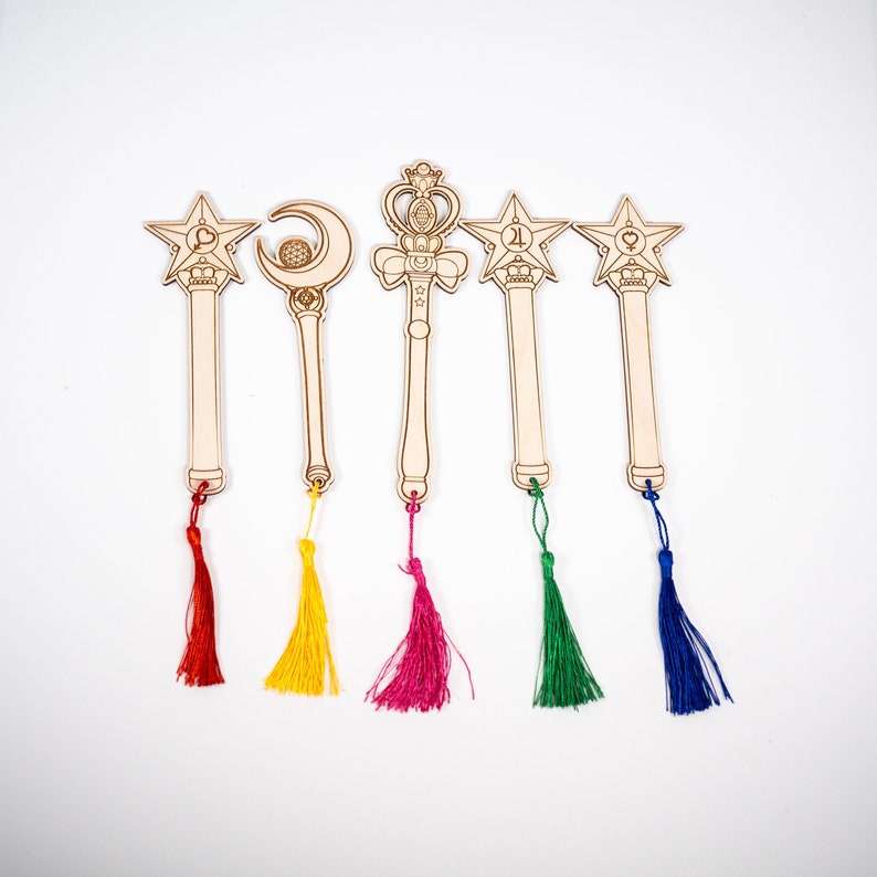 Sailor Scouts Wands Set Personalized Premium Bookmark wooden custom collectible unique handcrafted reading Book Accesory Gift 